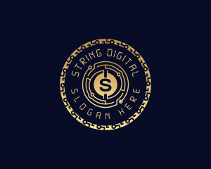 Digital Cryptocurrency Circuit logo design