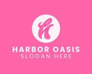 Pink Swirly Letter H logo design