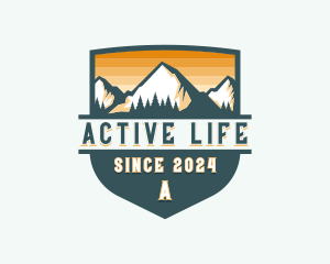 Hiking Trekking Mountain Adventure logo design