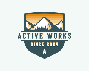 Hiking Trekking Mountain Adventure logo design