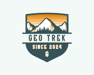 Hiking Trekking Mountain Adventure logo design