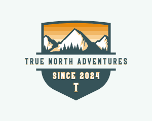 Hiking Trekking Mountain Adventure logo design