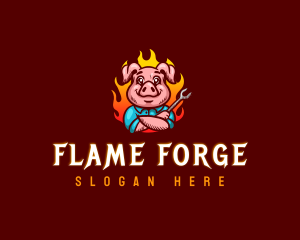 Flaming Pig Barbeque logo design