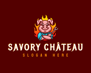 Flaming Pig Barbeque logo design