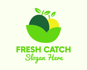 Fresh Fruit Leaf Bowl logo design