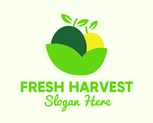 Fresh Fruit Leaf Bowl logo design