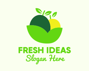 Fresh Fruit Leaf Bowl logo design