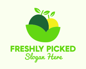 Fresh Fruit Leaf Bowl logo design