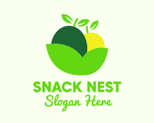 Fresh Fruit Leaf Bowl logo design