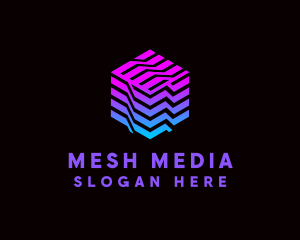 Gradient Media Cube Technology logo design