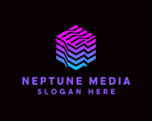 Gradient Media Cube Technology logo design