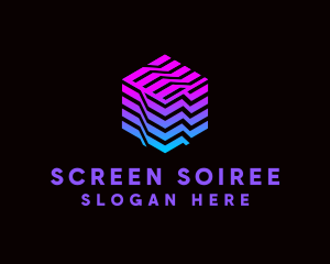 Gradient Media Cube Technology logo design