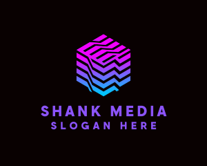 Gradient Media Cube Technology logo design