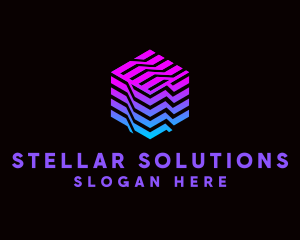 Gradient Media Cube Technology logo design