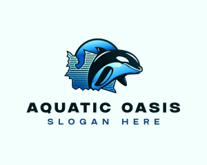 Aquatic Whale Orca  logo design