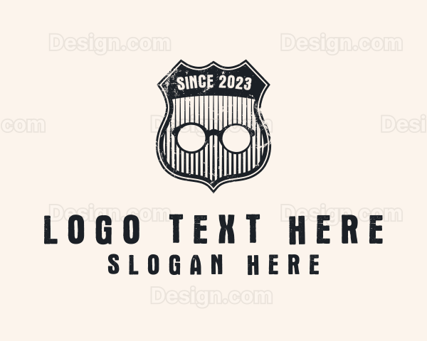 Grunge Eyewear Shield Badge Logo