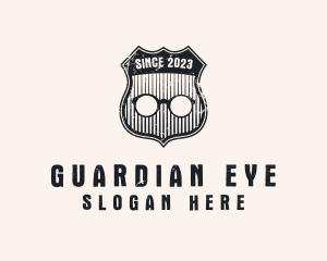 Grunge Eyewear Shield Badge logo design