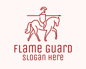 Minimalist Knight Guard Horse logo design