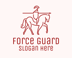 Minimalist Knight Guard Horse logo design