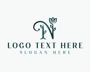 Floral Elegant Flower Letter N logo