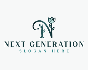 Floral Elegant Flower Letter N logo design