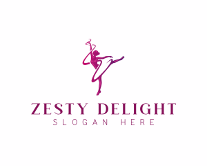 Woman Dance Ribbon logo design