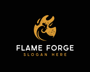 Barbecue Chicken Fire logo design