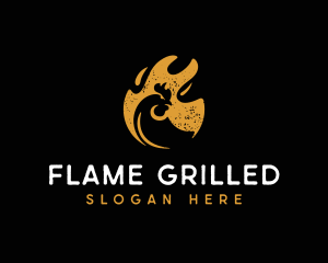 Barbecue Chicken Fire logo design