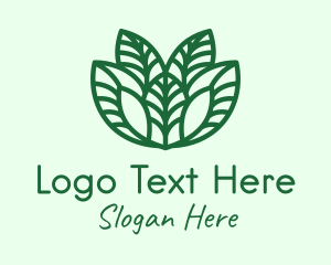 Green Minimalist Leaves  Logo