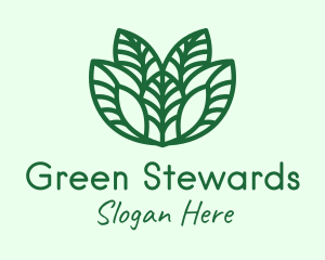 Green Minimalist Leaves  logo design