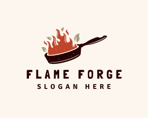 Hot Fire Frying Pan logo design