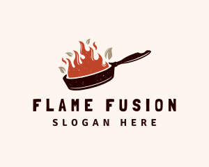 Hot Fire Frying Pan logo design