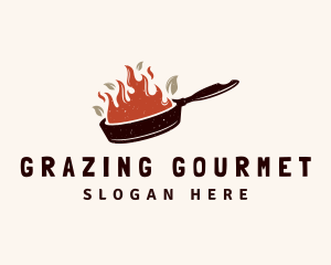 Hot Fire Frying Pan logo design