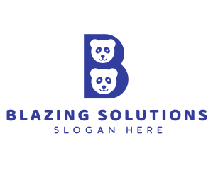 Blue B Panda  logo design