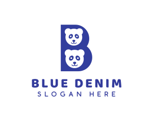 Blue B Panda  logo design