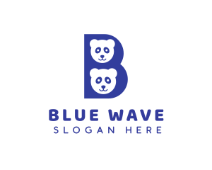 Blue B Panda  logo design