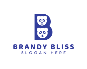 Blue B Panda  logo design