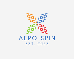 Modern Grid Wind Turbine  logo design