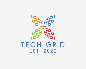 Modern Grid Wind Turbine  logo design