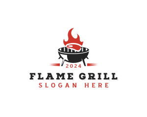 BBQ Grill Steak logo design