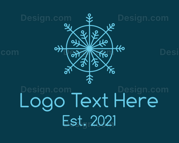 Line Art Blue Snowflake Logo