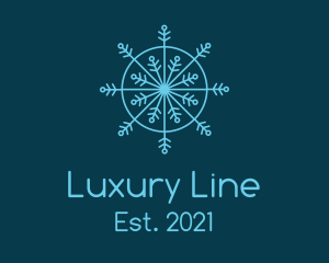 Line Art Blue Snowflake logo design