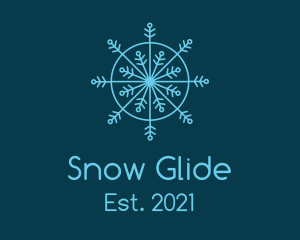 Line Art Blue Snowflake logo design