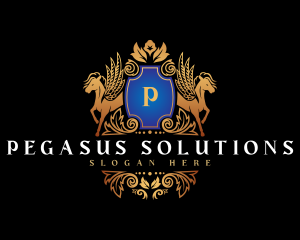 Elegant Pegasus Shield logo design