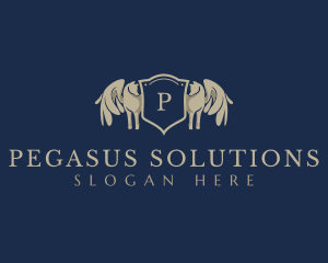 Premium Pegasus Shield logo design