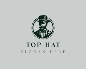 Gentleman Beard Hat logo design