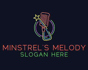 Neon Music Microphone  logo design