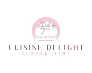 Floral Cake Dessert logo design