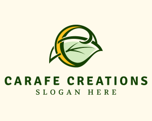 Organic Leaf Letter C logo design