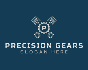 Piston Gear Engine logo design